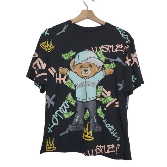Bailey Apparel | Hustle Hard Bear Colorful Streetwear Tshirt - Picture 1 of 7